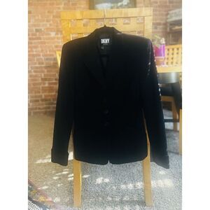 Vintage DKNY Navy Blue‎ Blazer 100% Wool Women's Sz P2